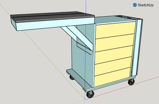 Model of the miter saw station created in SketchUp