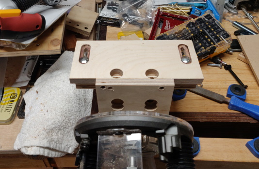 A hole jig for connector bolts and barrel nuts