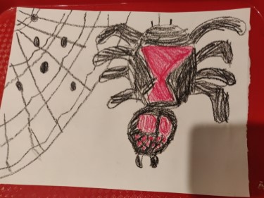 The kiddo's sketch of a scary spider