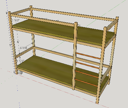 Model of the bunk bed made in SketchUp